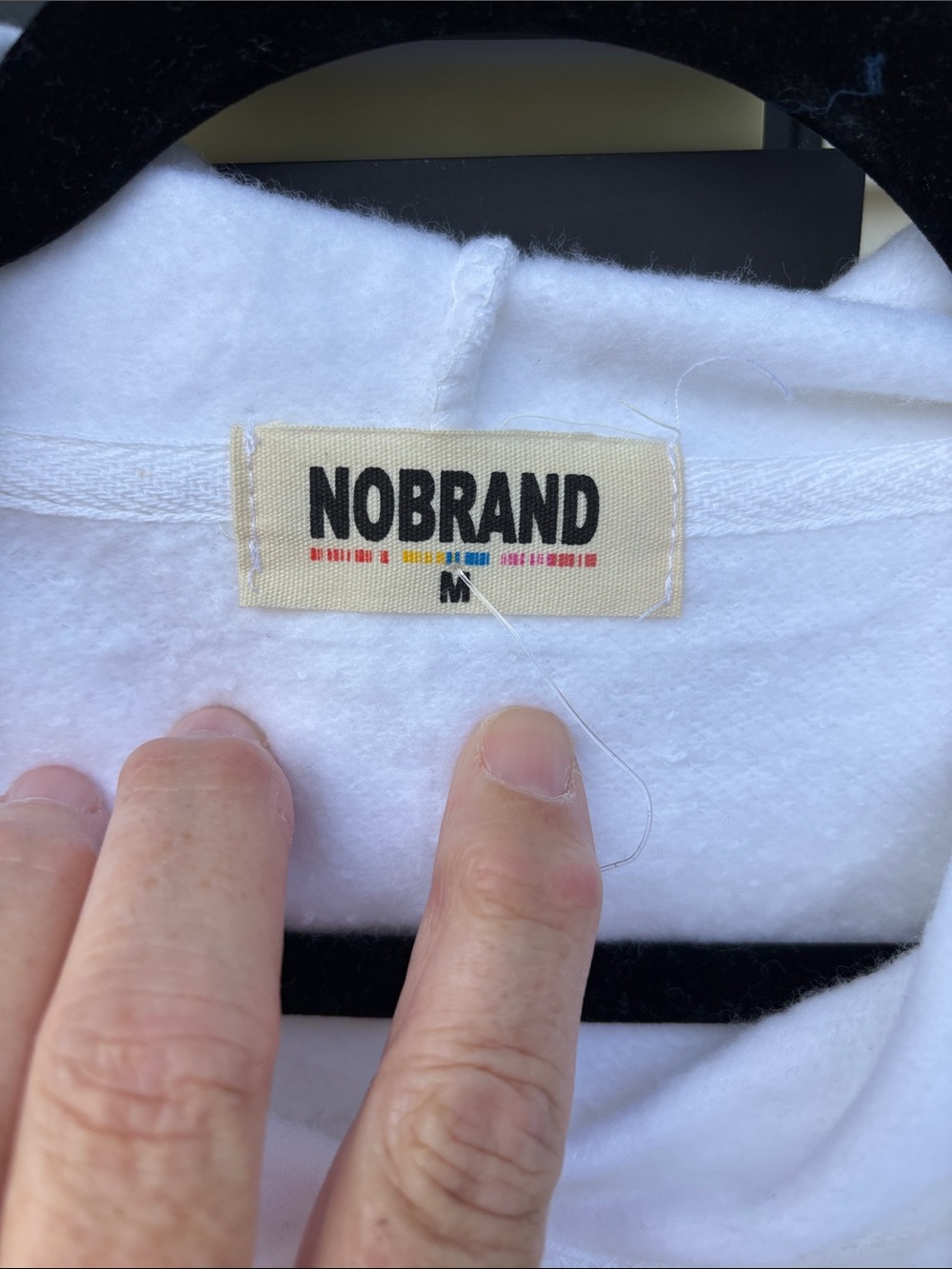 NO BRAND White Cropped Black LOGO Hoodie Sweatshirt-M - Picture 4 of 5